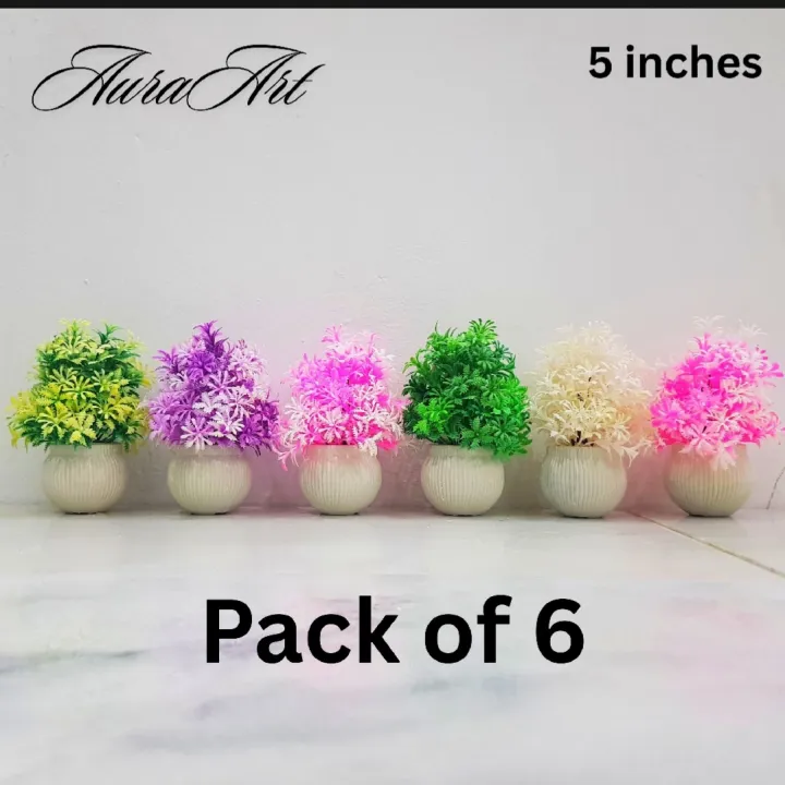 Artificial Small Plants in White Pots